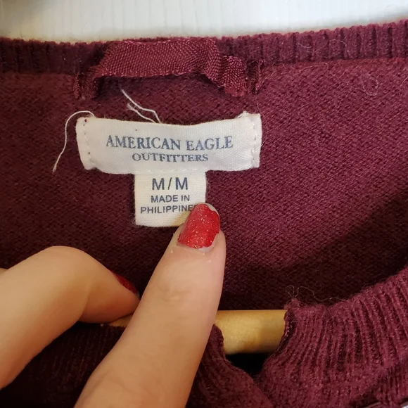 AE maroon beaded sequin cardigan medium - Picture 3 of 4